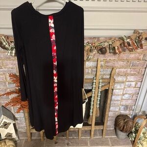 Matilda Jane Black Dress with Red Floral Accent COMFY EUC
